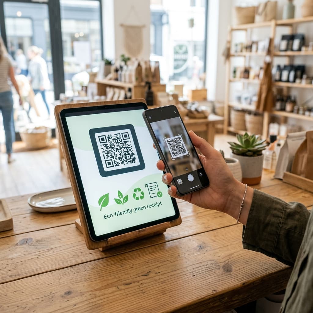 Digitaler Kassenbon per QR-Code auf Smartphone