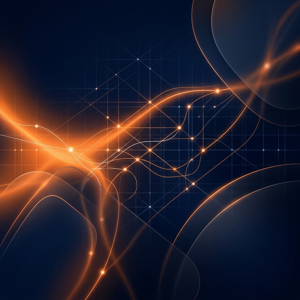 Abstrakter Software & Cloud Hintergrund mit leuchtenden Netzwerkknoten